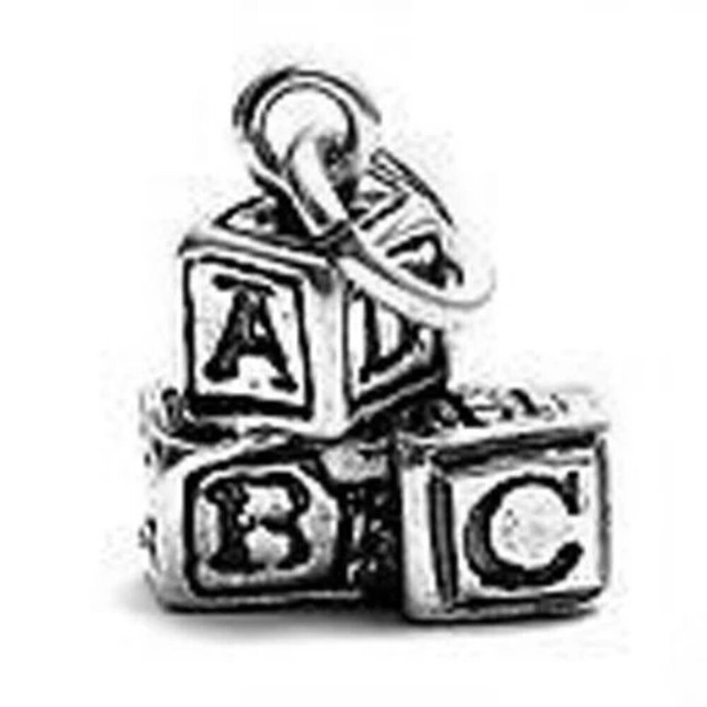 "ABC" BLOCKS CHARM. STERLING SILVER